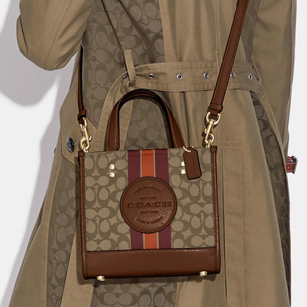 Coach Dempsey Tote Bag In Signature Jacquard With Stripe And Coach Patch